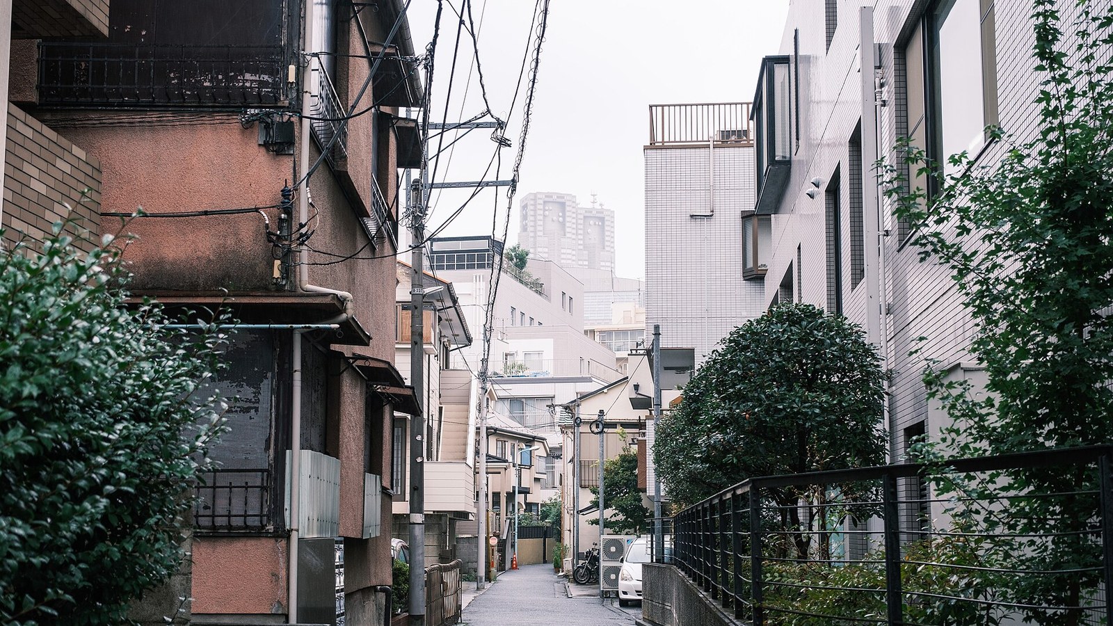 新宿の住宅街の通り