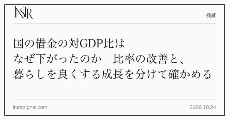 国の借金の対GDP比はなぜ下がったのか 比率の改善と、暮らしを良くする成長を分けて確かめる